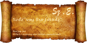 Szávay Euridiké névjegykártya